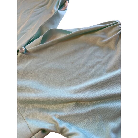Vintage‎ 70s Dress Evening Gown Mint Green Long Maxi V Neck Empire Waist Flowy S - Picture 14 of 16